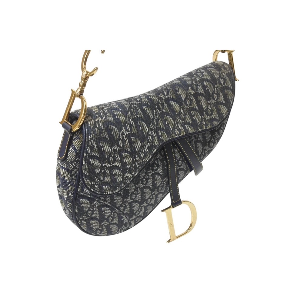 Christian Dior Trotter Saddle Bag Navy Blue Galliano - Picture 4 of 10
